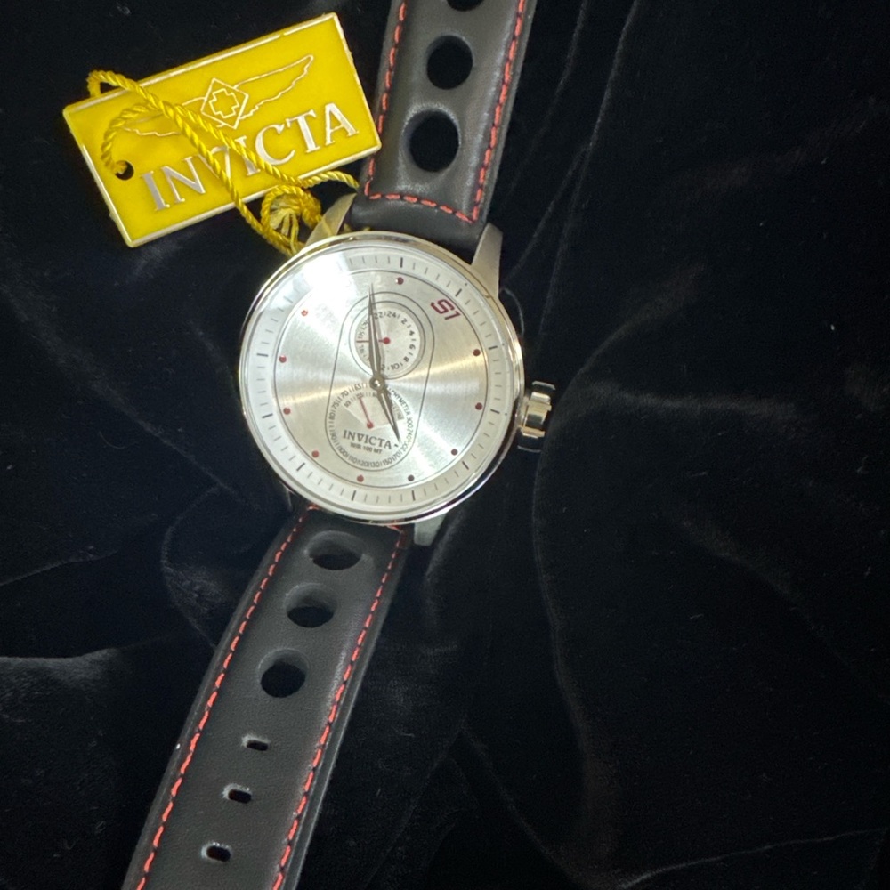 Invicta Silver Watch with Black Strap